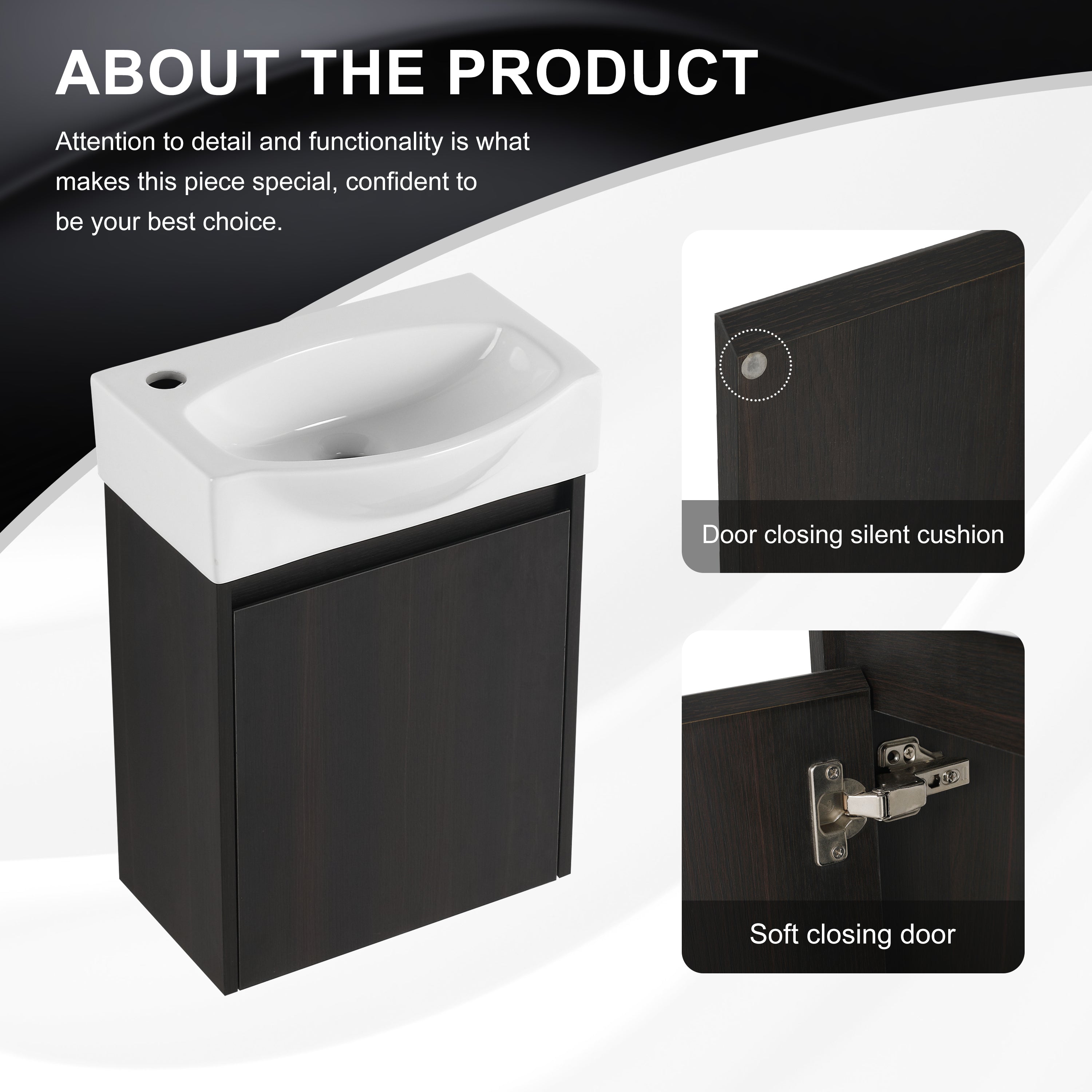 16" Bathroom Vanity Sink Combo for Small Space