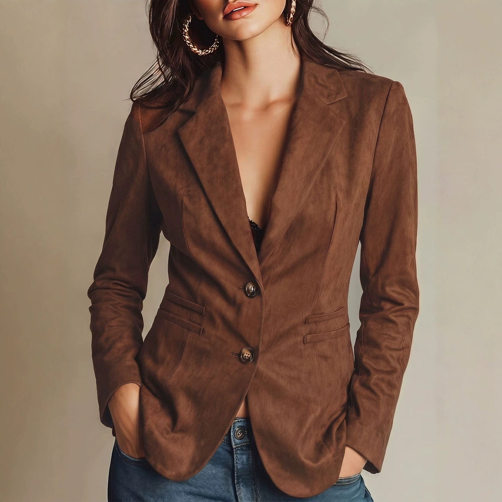 Khaki Petite Blazer Elegant Womens Suit Jacket