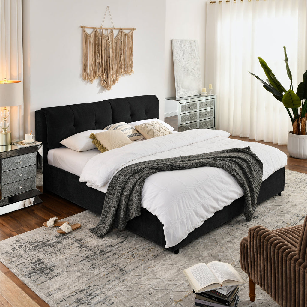 King Size Storage Upholstered Hydraulic Platform Bed