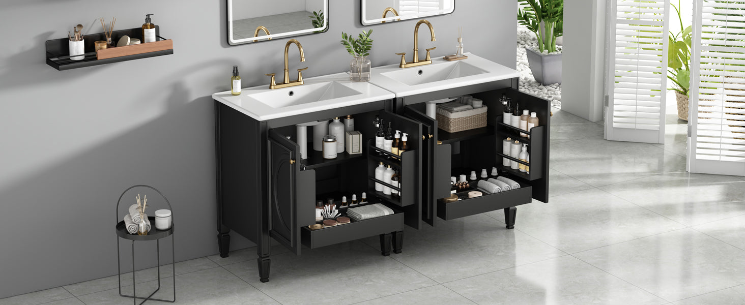 60" Bathroom Vanity with Double Sink Combo Set