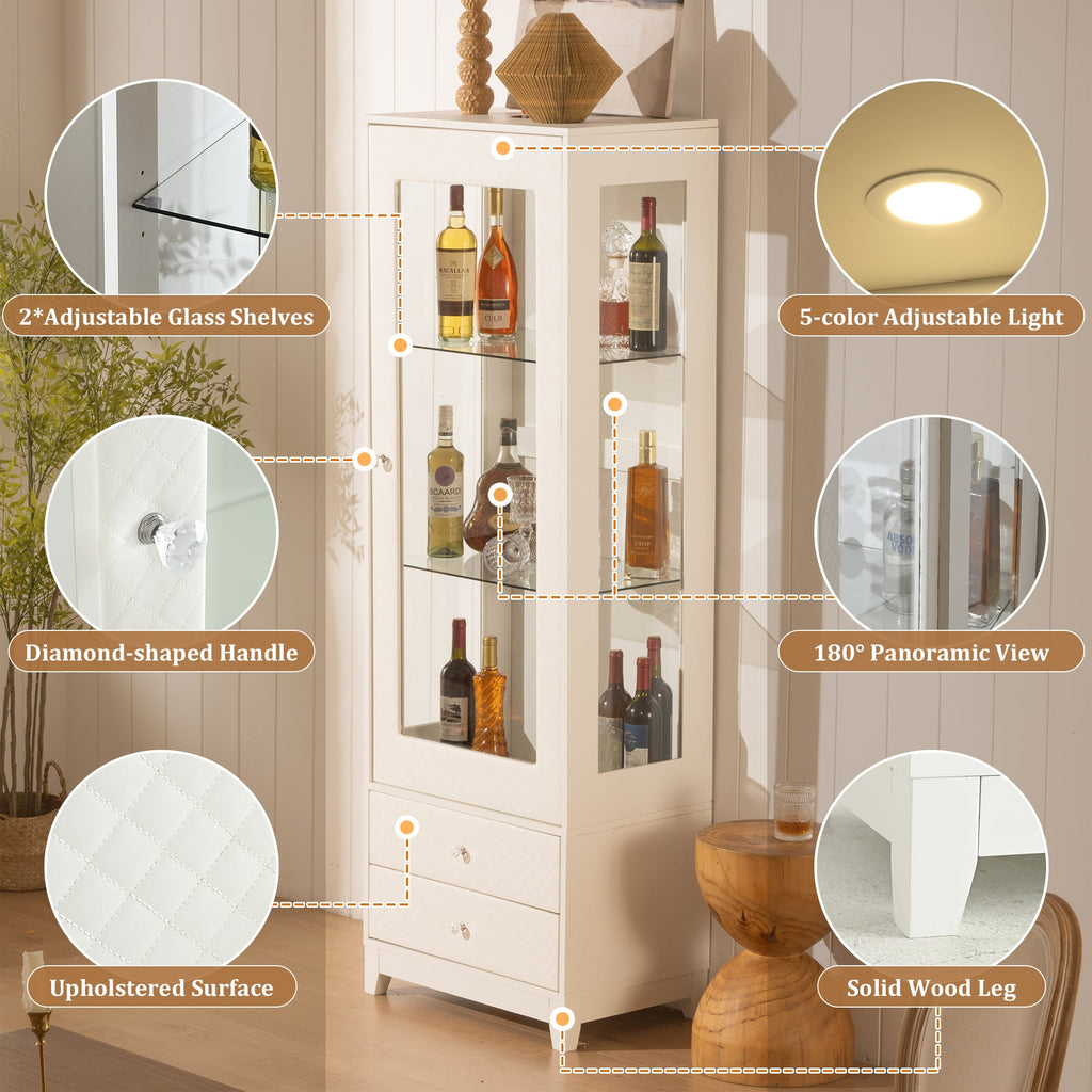71'' Freestanding Upholstered Display Cabinet