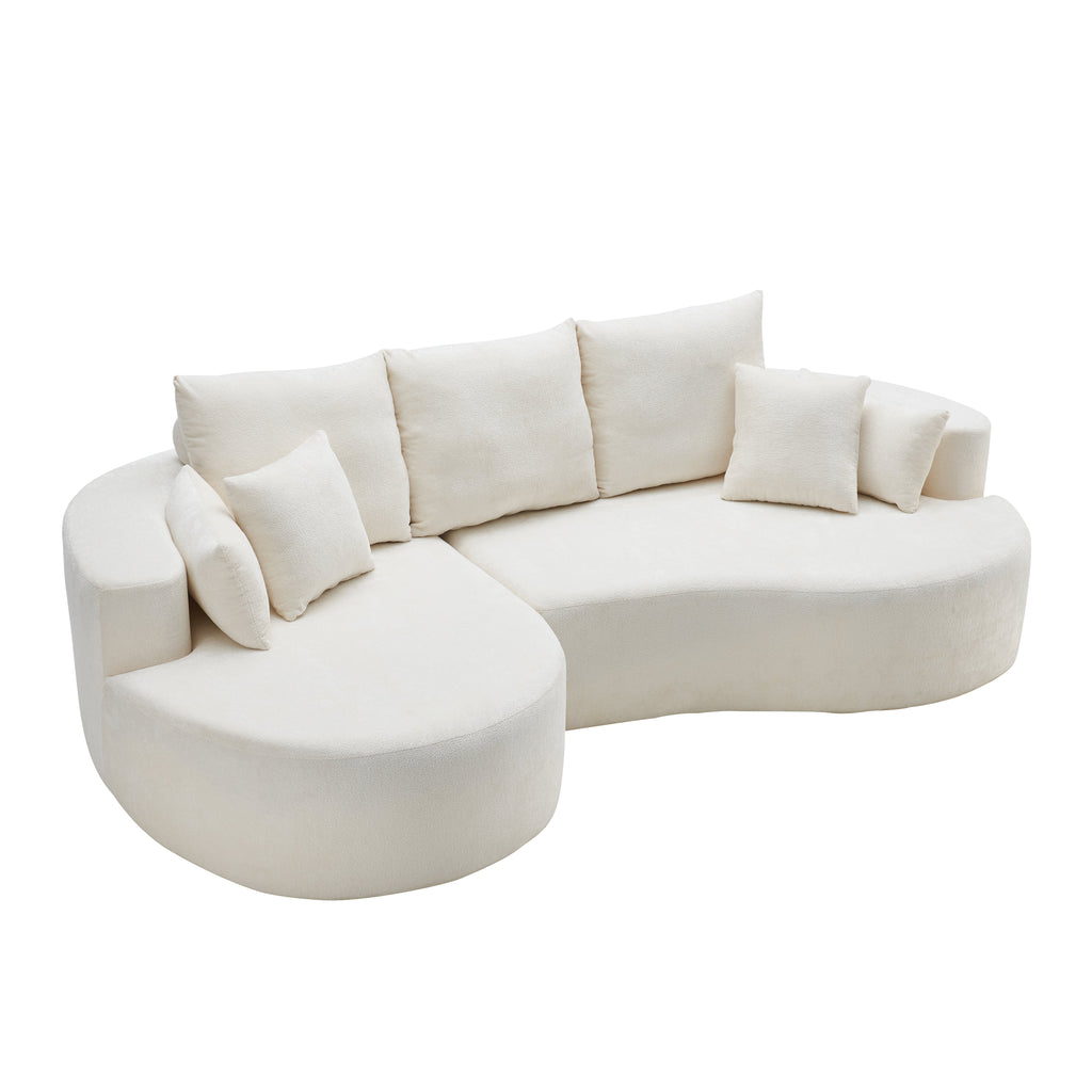 106 in. 2-Piece Fabric Cloud Curved Sectional Sofa - Snow