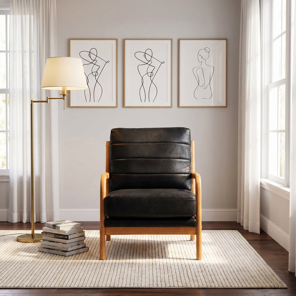 Foil Fabric Wood Armchair