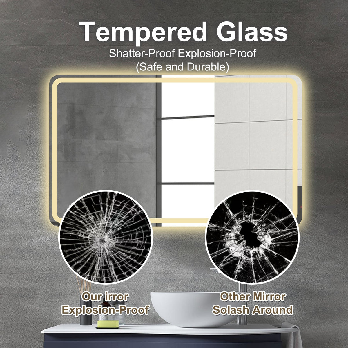 24X40 Inch LED Bathroom Mirror with Front Lights