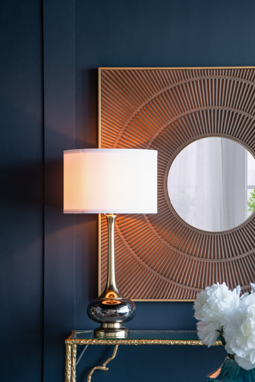 D15x29" Table Lamp with Glass Drum