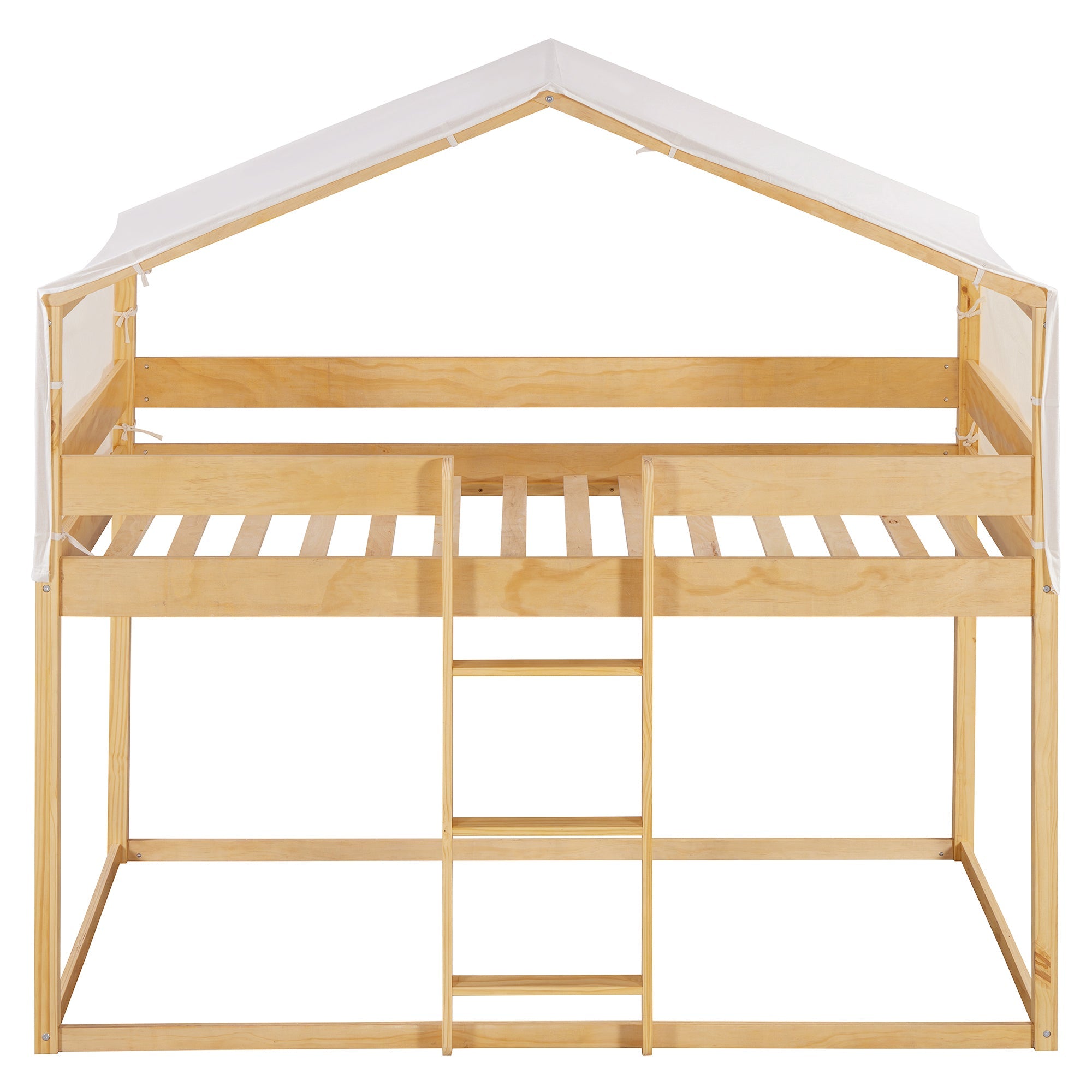 Twin Over Twin Wood Bunk Bed with Tent