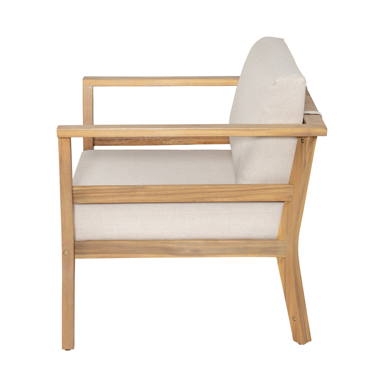 Outdoor Club Chair with Arms - Acacia Wood Arm Chair with Cushion