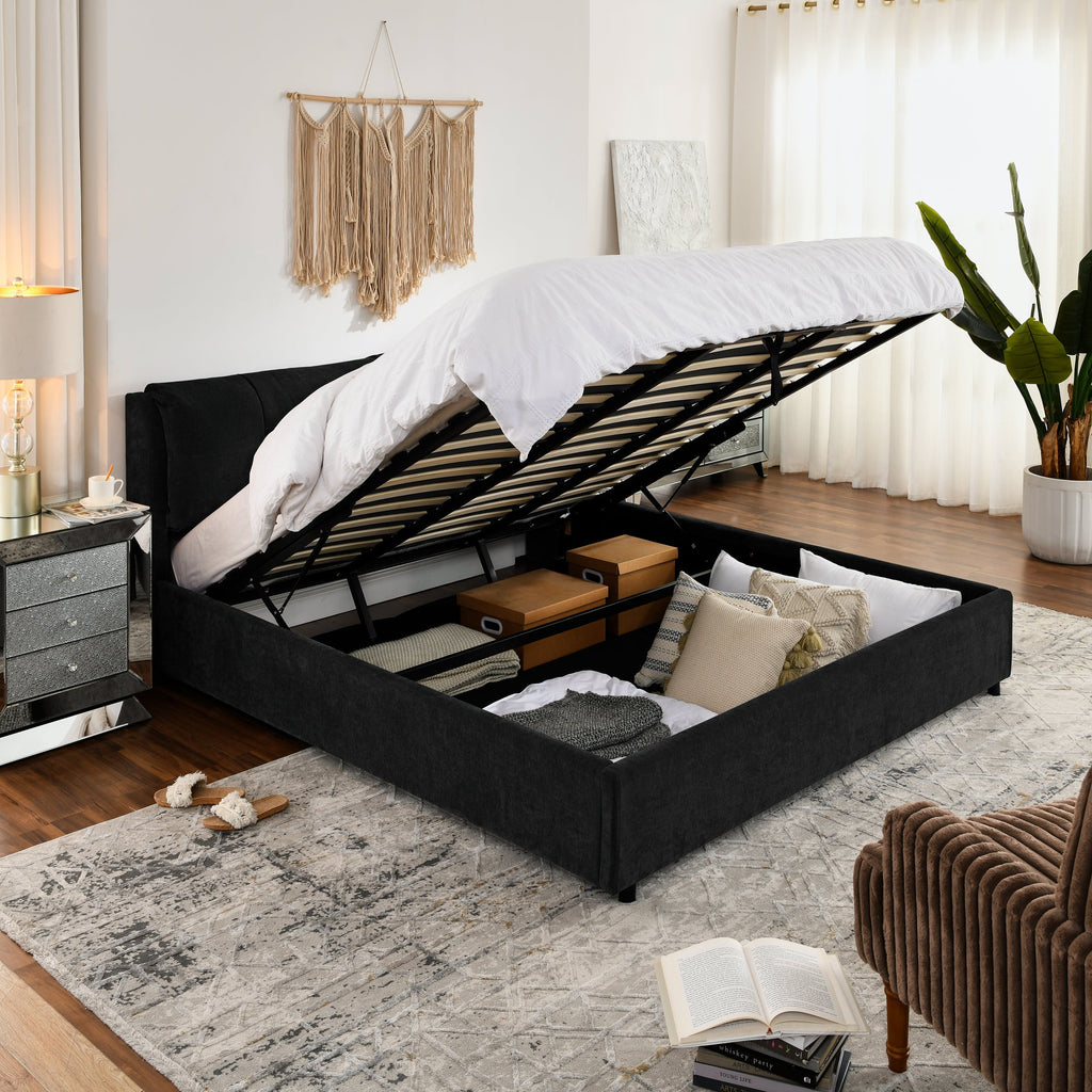 King Size Storage Upholstered Hydraulic Platform Bed