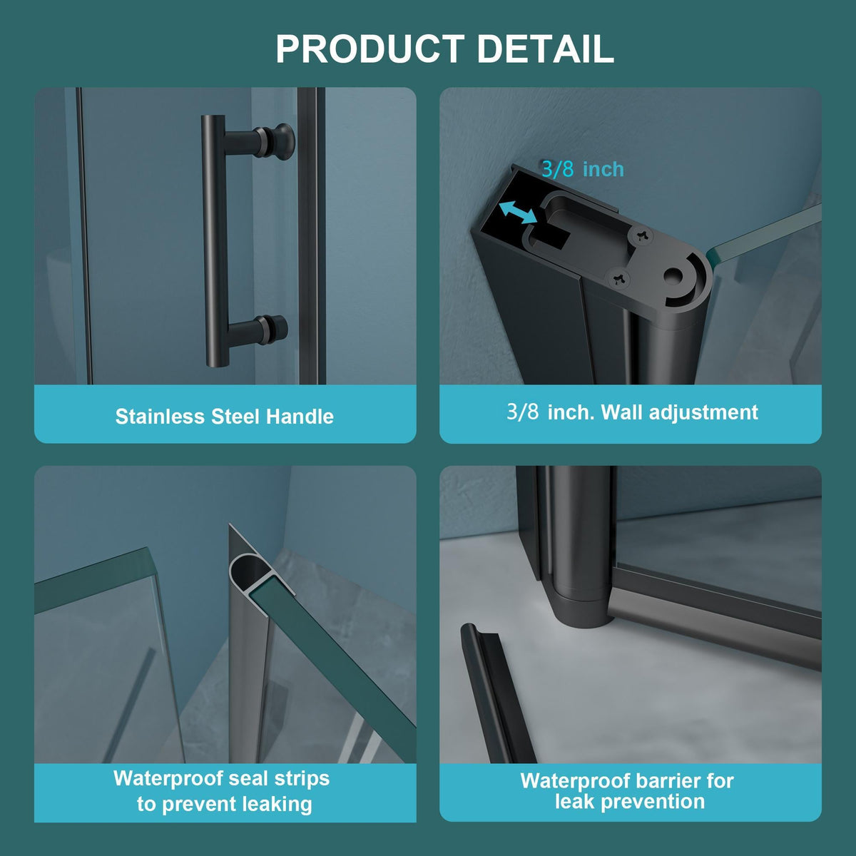 30"W x 72"H Fold Frameless Shower Door with Tempered Glass