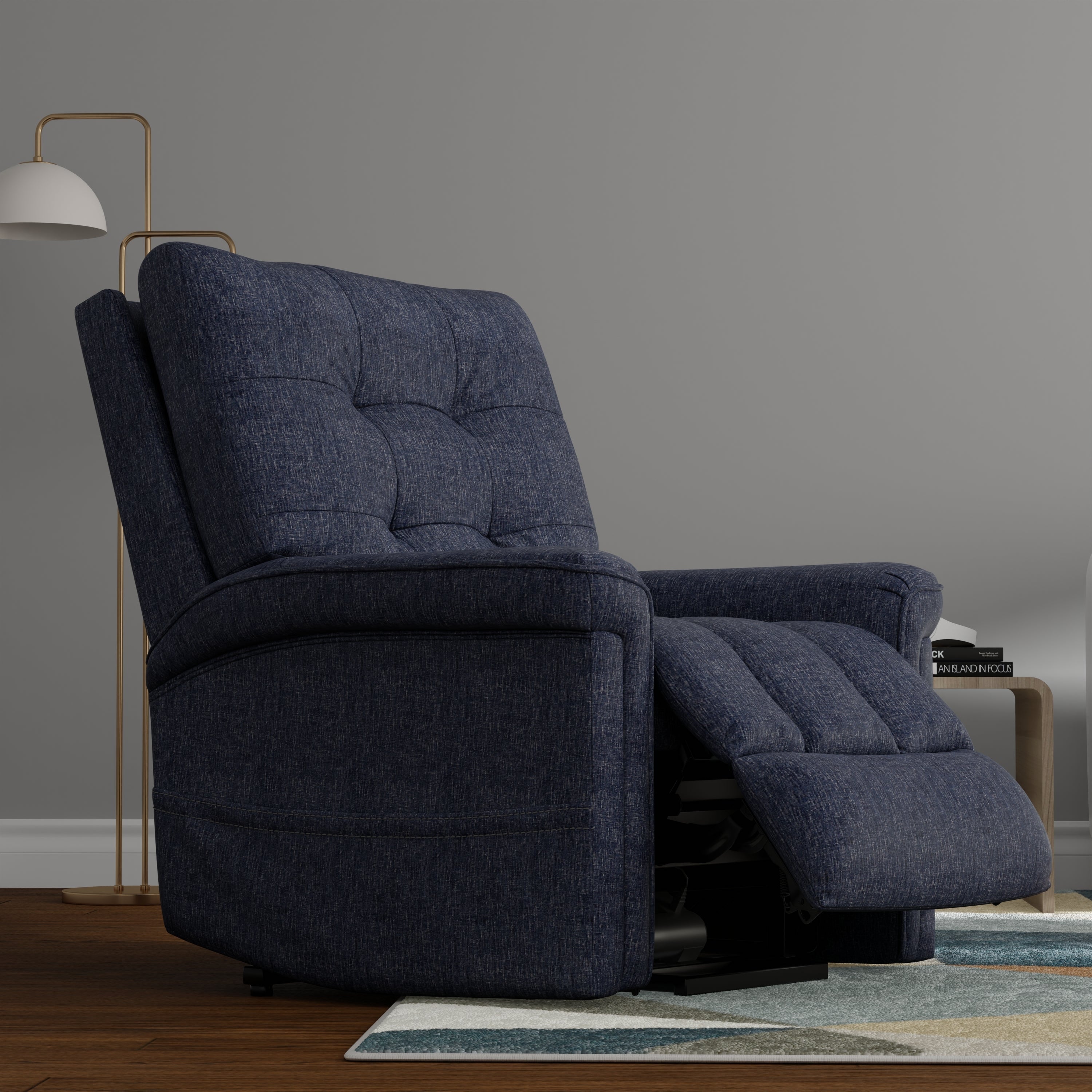 Velour Power Lift Chair in Lugano Indigo