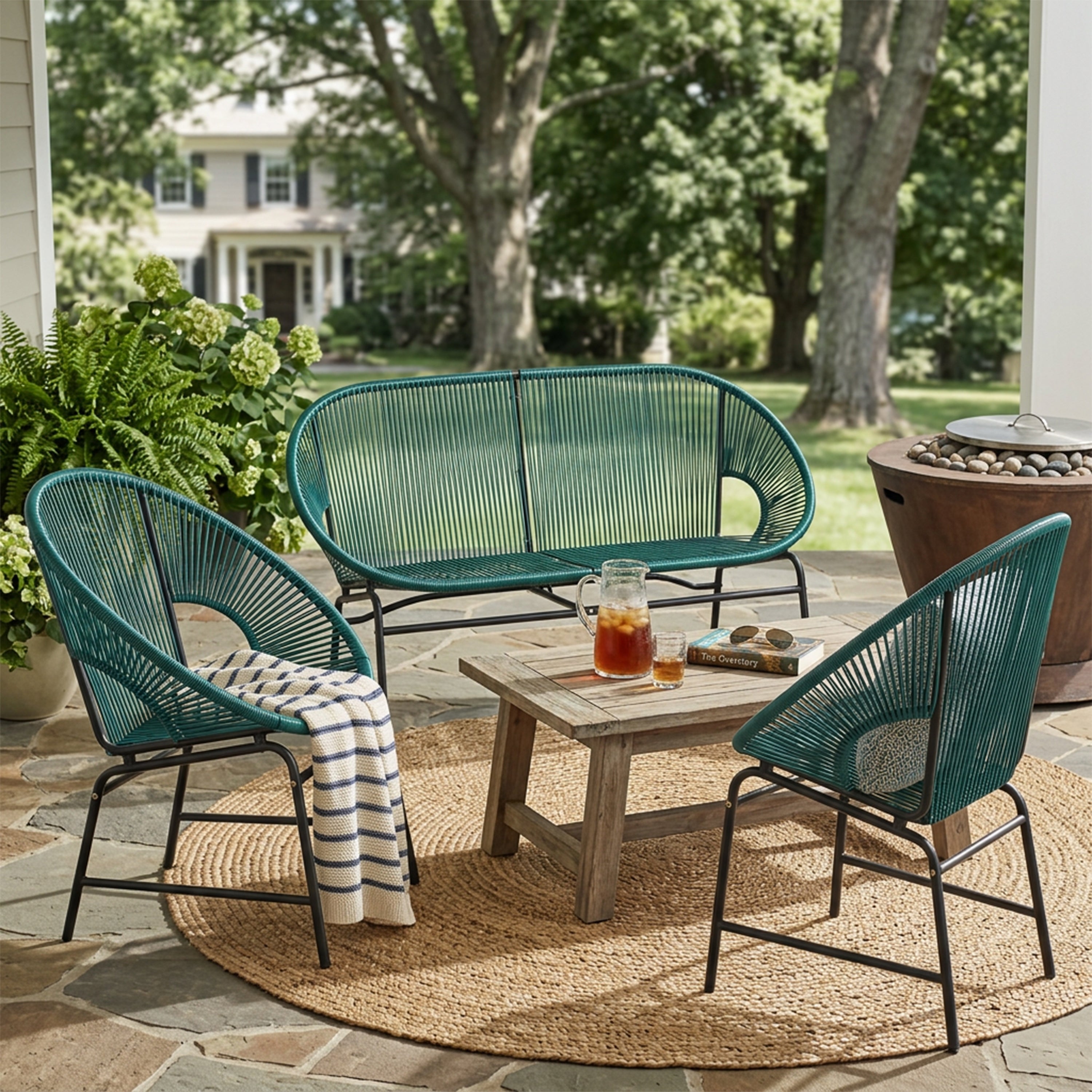 Nusa Outdoor Patio Wicker 3-Pcs Chat Set