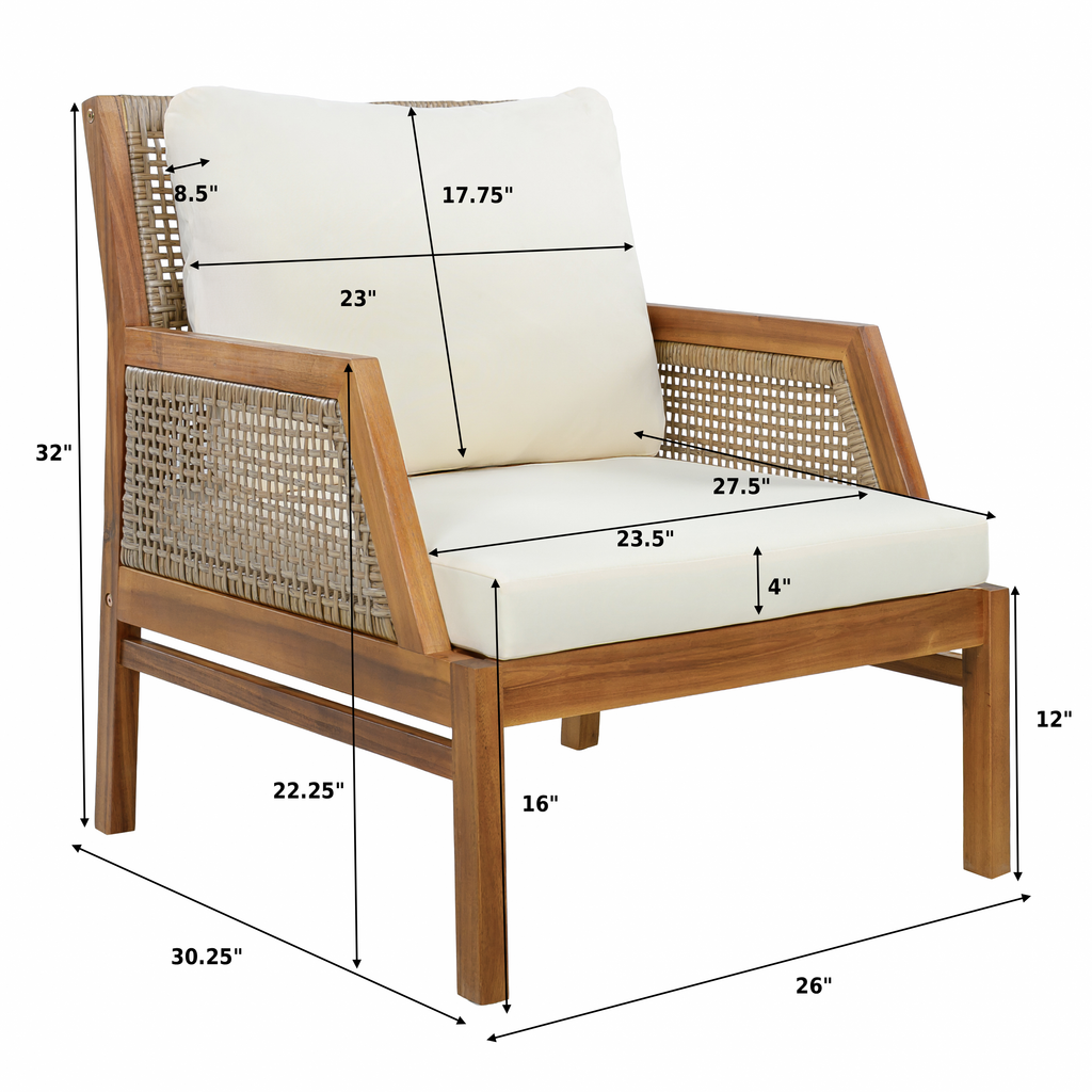 Acacia Wood Patio Furniture Club Chair