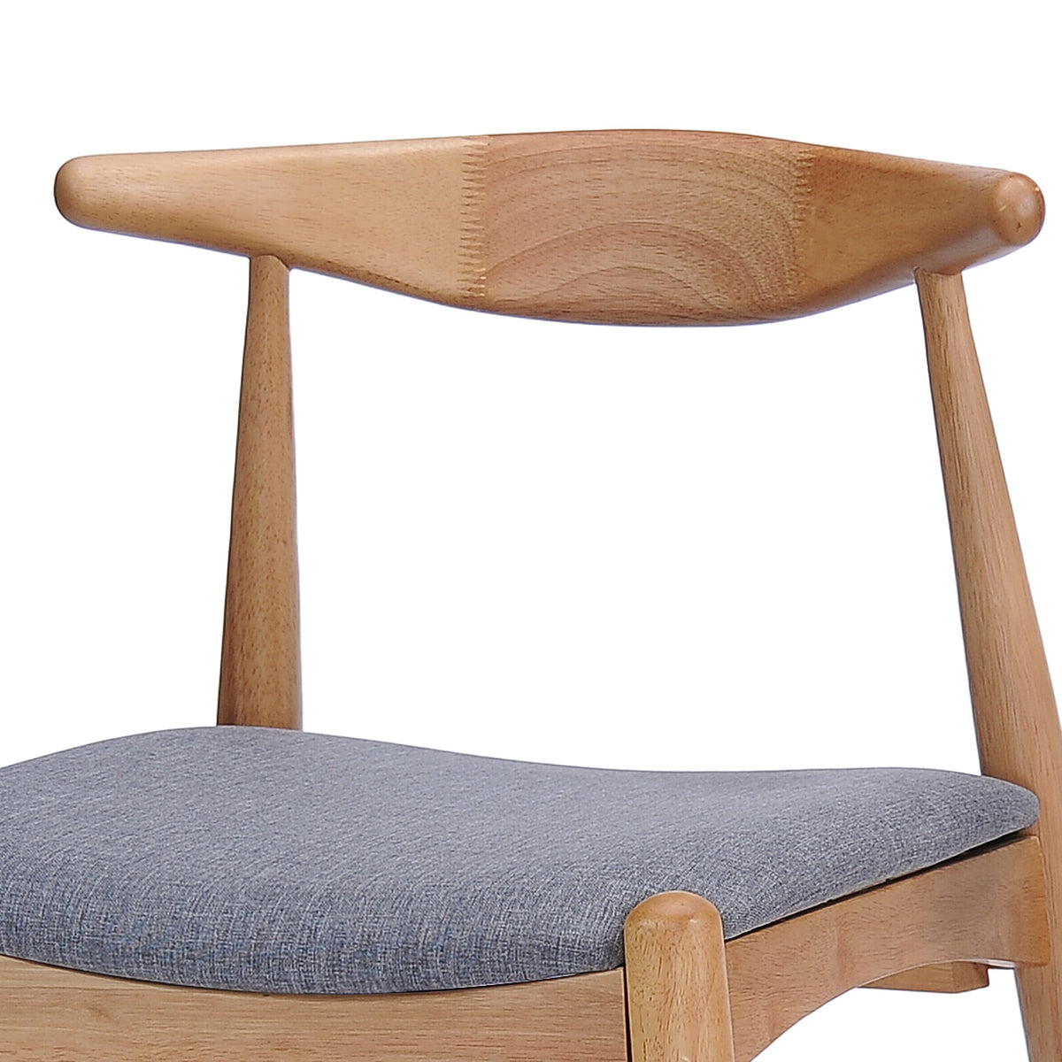 Set of 2 Rubberwood Dining Chairs with Ergonomic Backrest