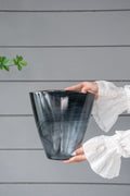 Smokey Black Gold Rimmed Glass Vase