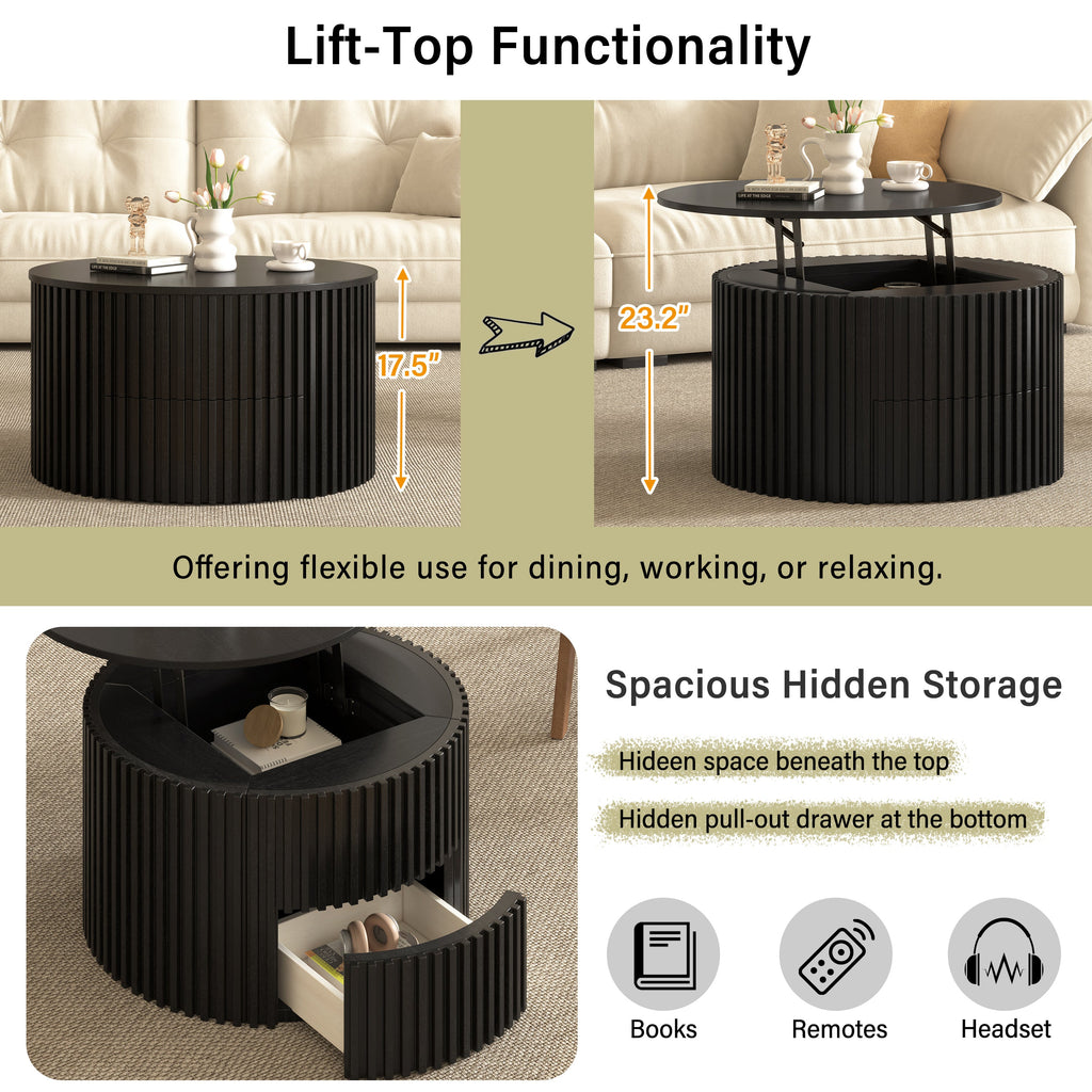 Vibe Haus Round Lift Top Coffee Table