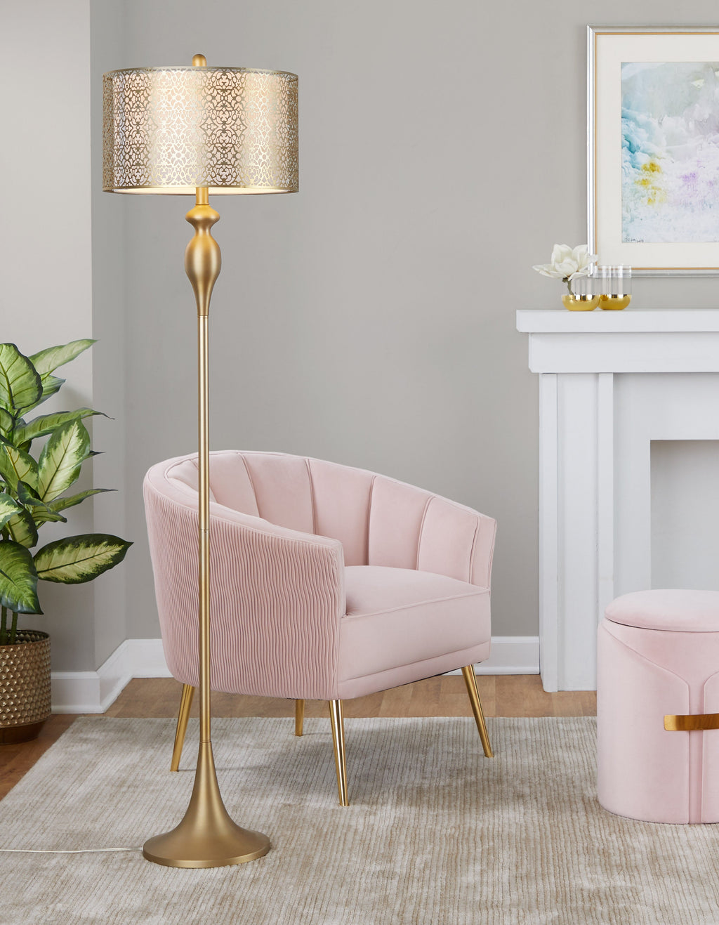63" Contemporary Metal Floor Lamp