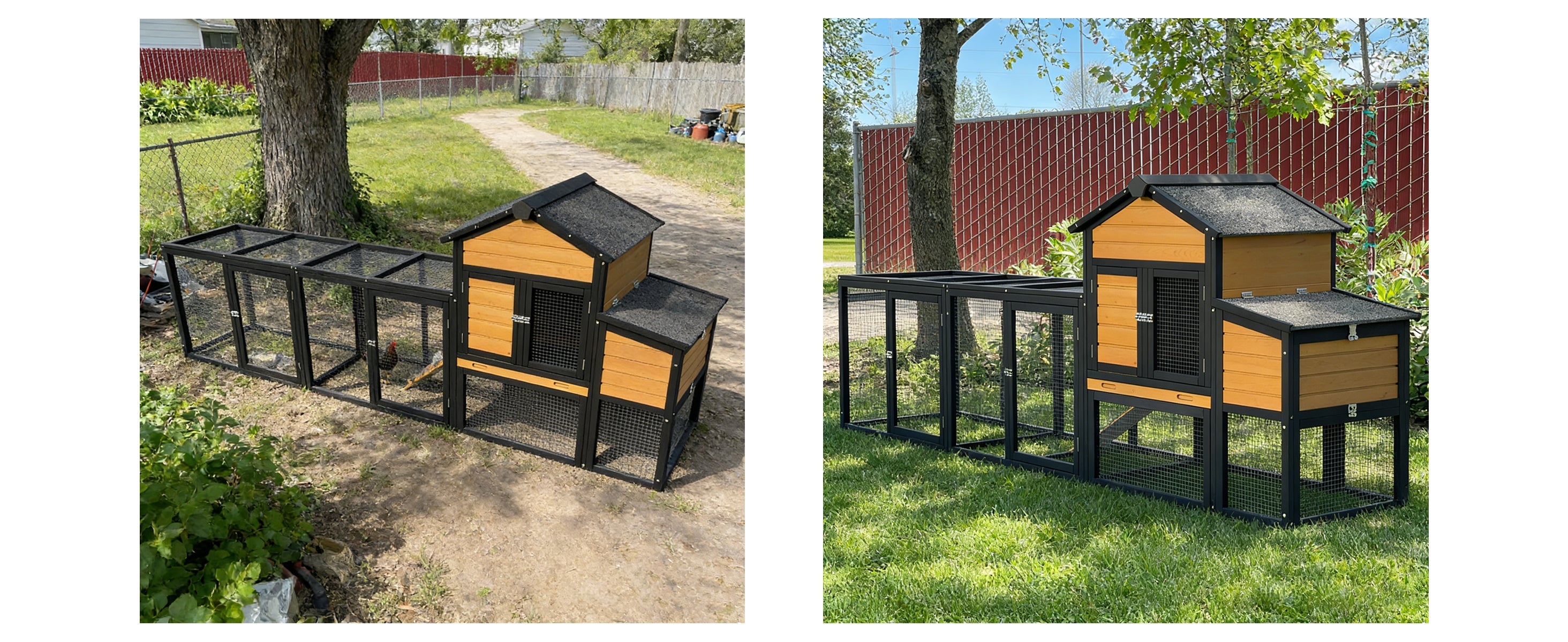 119.5” Outdoor Wooden Chicken Coop with Run