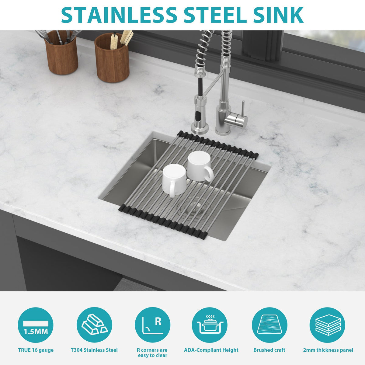 ADA-Compliant Kitchen Sink - 18 Inch Undermount