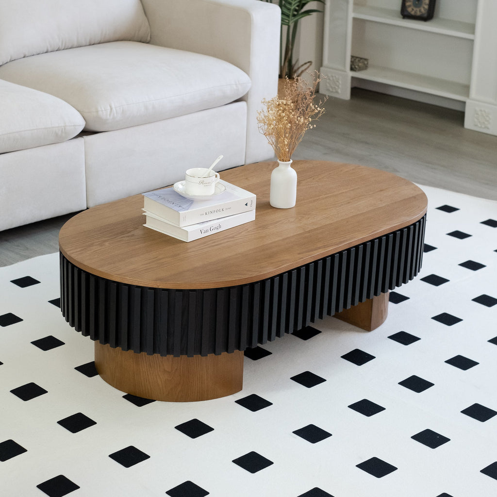 43.7" Oval Coffee Table With Hidden Storage