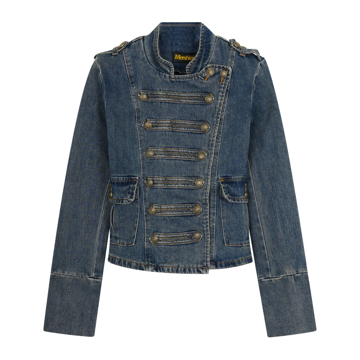 American-Style Retro Court-Style Waist-Cinching Denim Jacket For Women