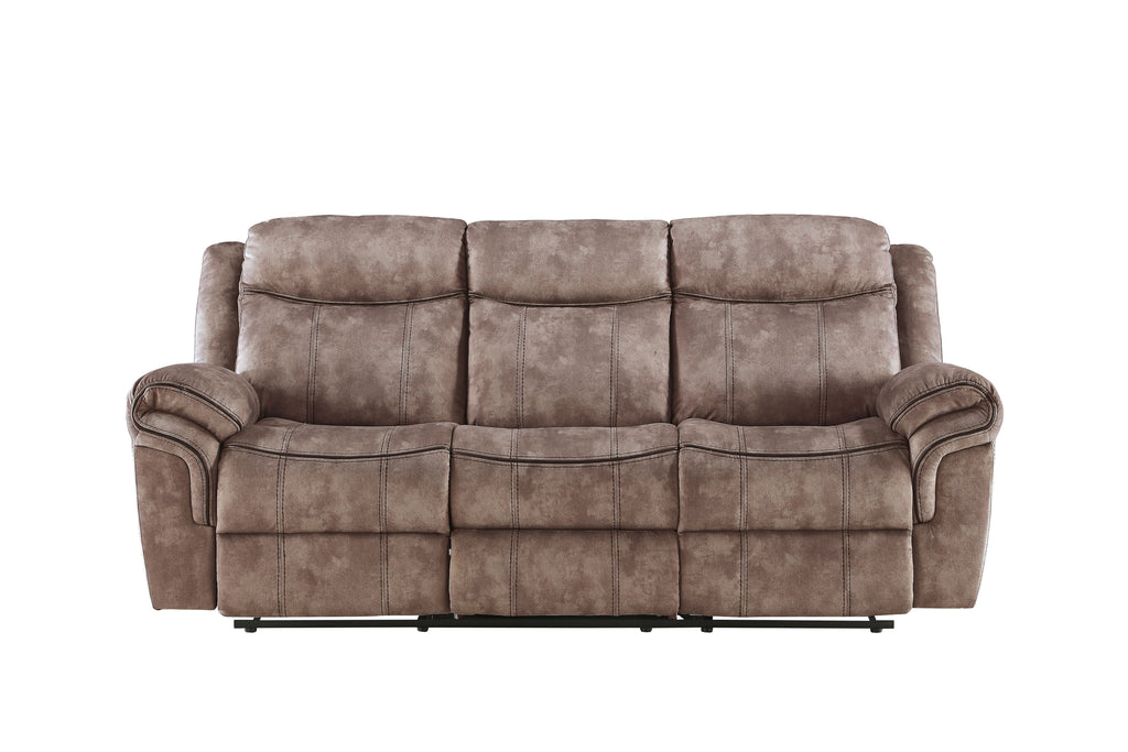 Zubaida Two Tone Chocolate Velvet Recliner Sofa with USB Port & Drop Down Table