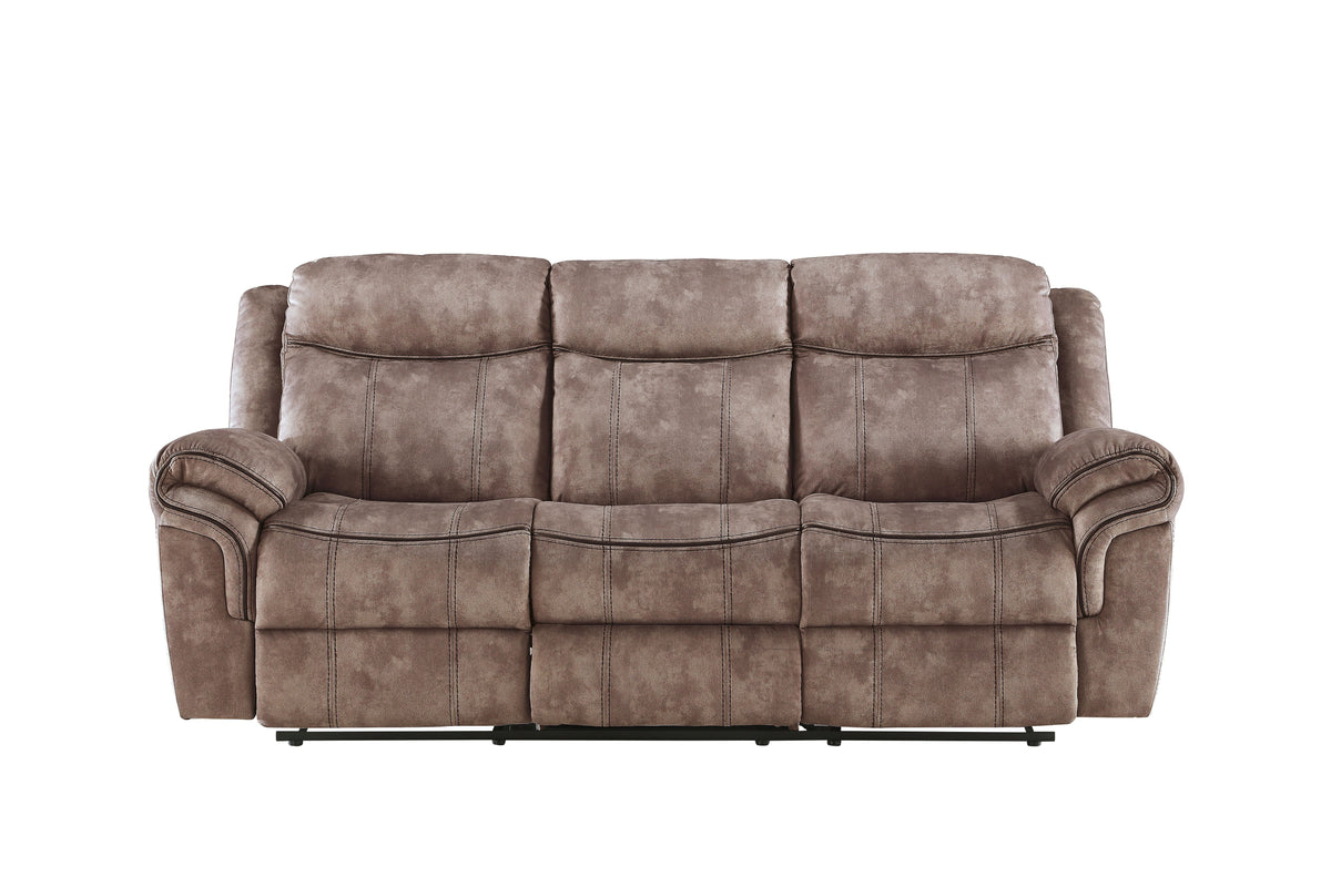 Zubaida Two Tone Chocolate Velvet Recliner Sofa with USB Port & Drop Down Table