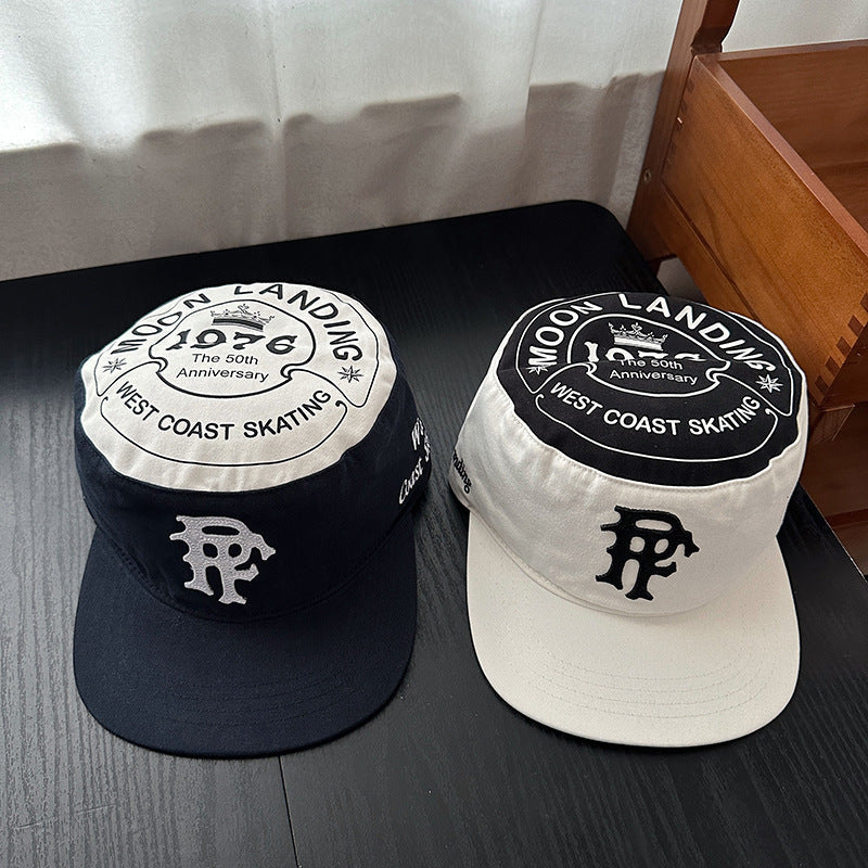 American Style Patchwork 3D Letters PF Flat Top Flat Brim Hat, Fashionably Stylish And Versatile Street Hip-Hop Hat