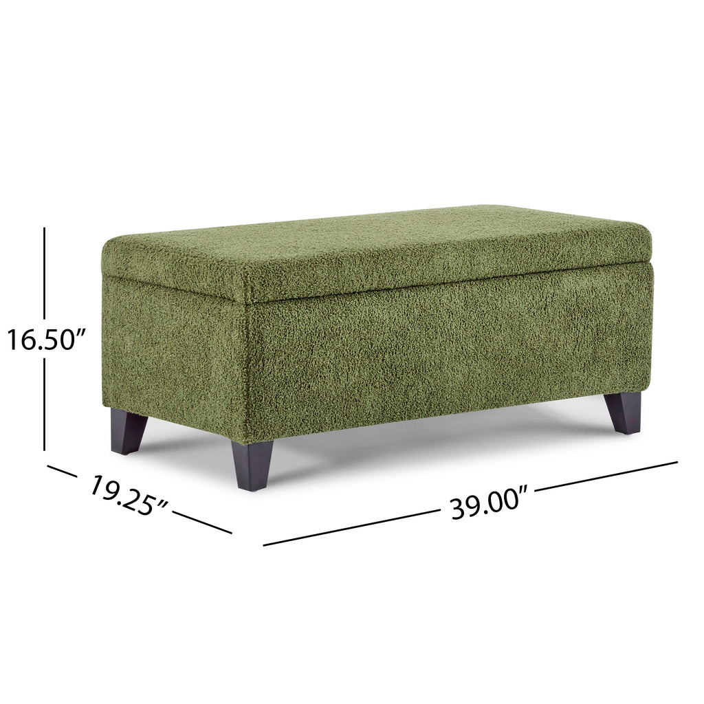 Storage Ottoman with Flip-Top Lid, Easy Assembly, Boucle Fabric & Rubber Wood Legs, Retro