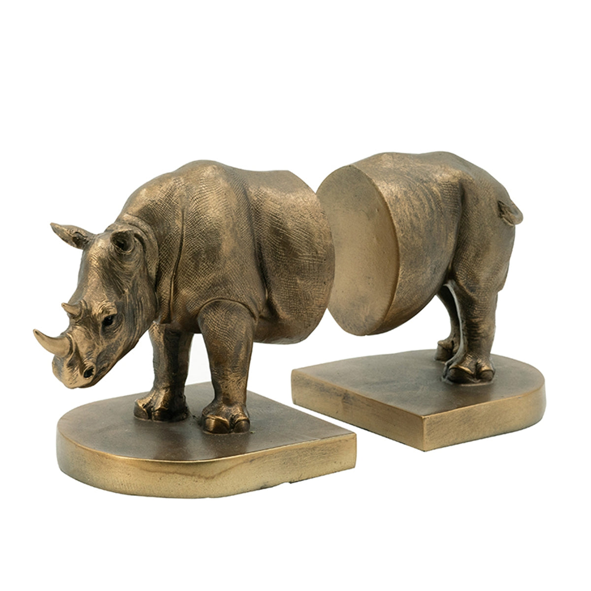 Rhino Bronze Bookends - Set of 2