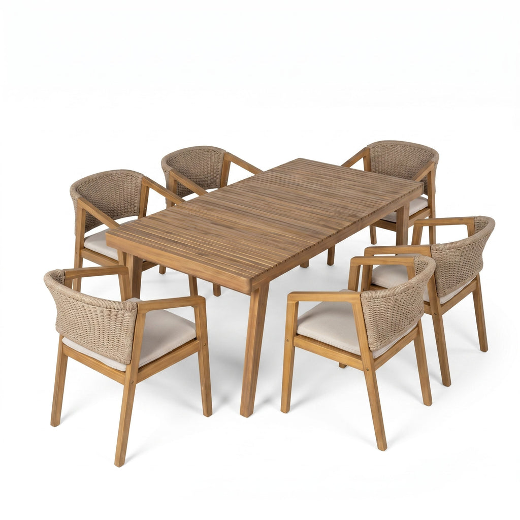 7-Piece Outdoor Acacia Wood Dining Set