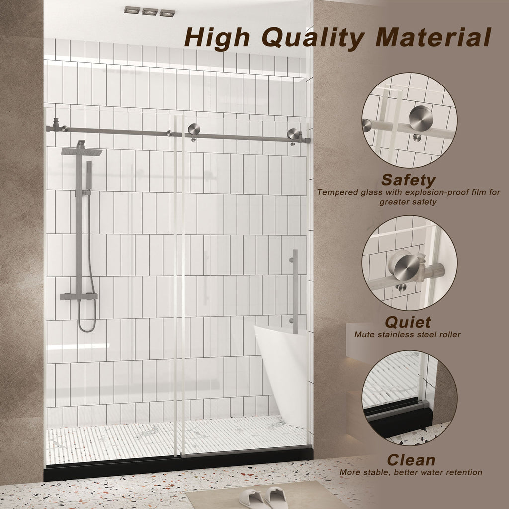 Frameless Shower Door 56-60"W x 76"H