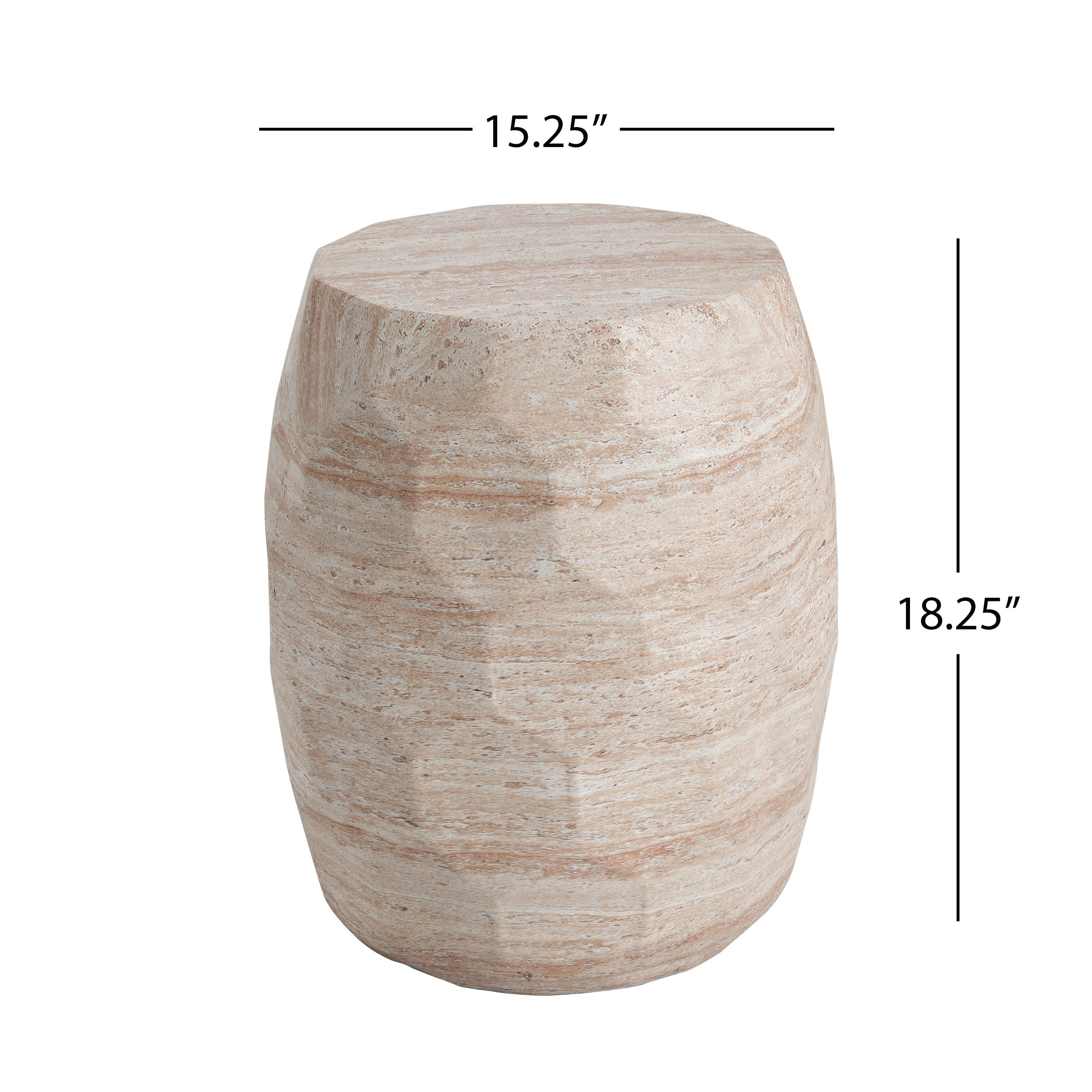 Outdoor/Indoor Lightweight Concrete Side Table - Travertine Finish