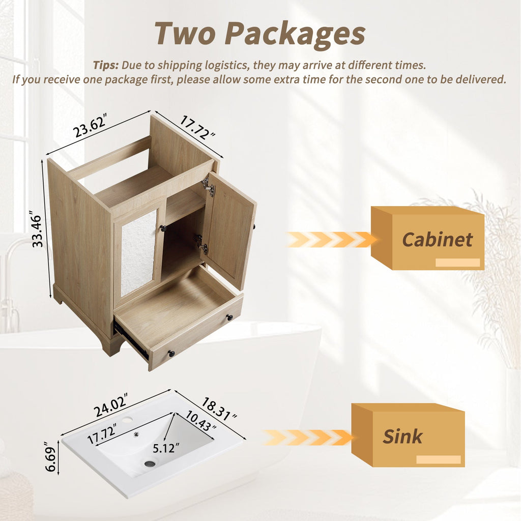 Modern Bathroom Vanity with Ceramic Basin and Drawer
