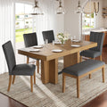 TOPMAX Farmhouse 78.1-Inch Extendable Wood Dining Table Set
