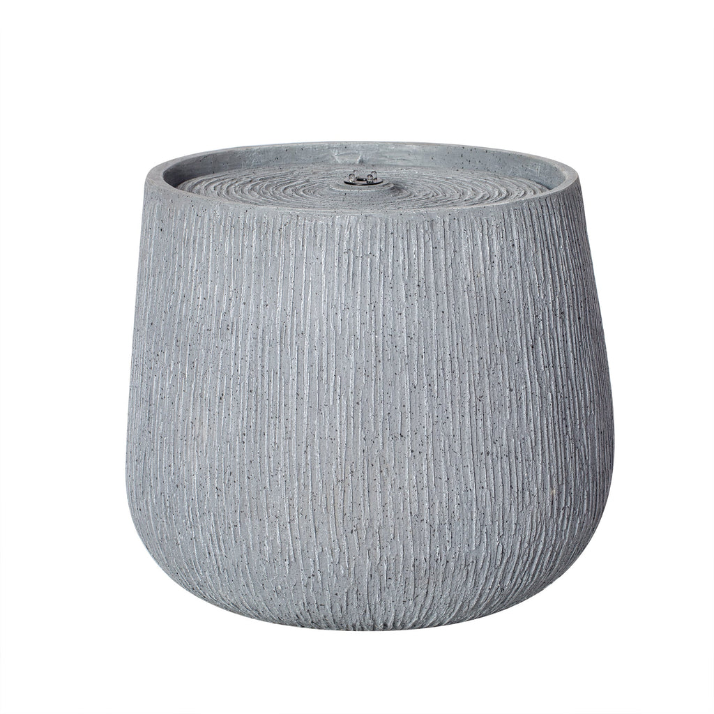 12.99"H Gray Bowl-Shaped Outdoor Fountain with LED Light