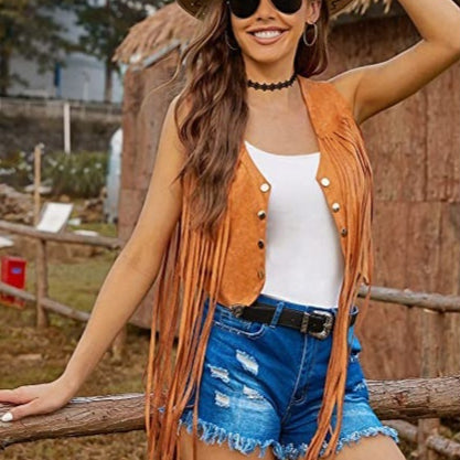 Suede-velvet Vest Womens Mid-length Top