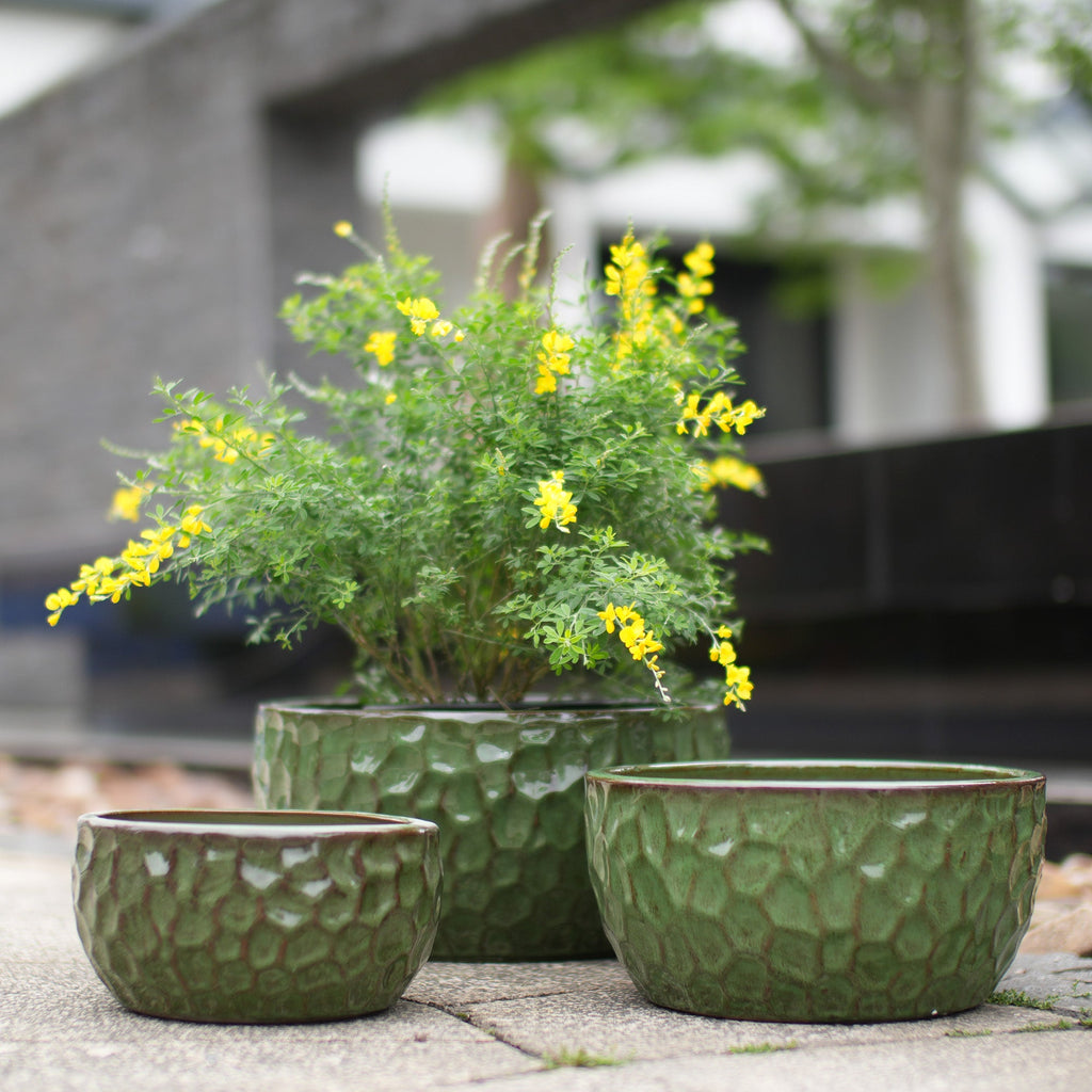 Handmade Glazed Ceramic Planter Set of 3