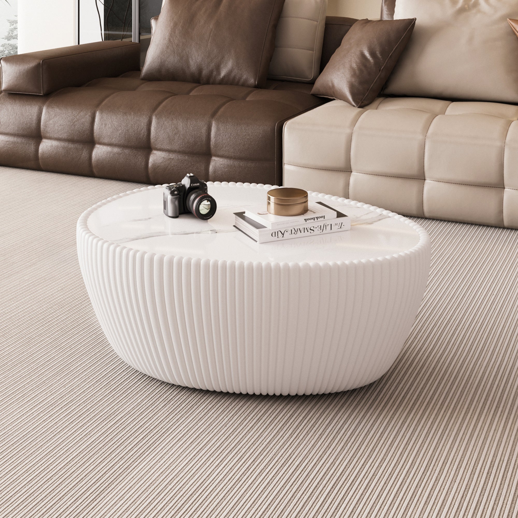 Goose Egg Shaped Coffee Table with Sintered Stone Top