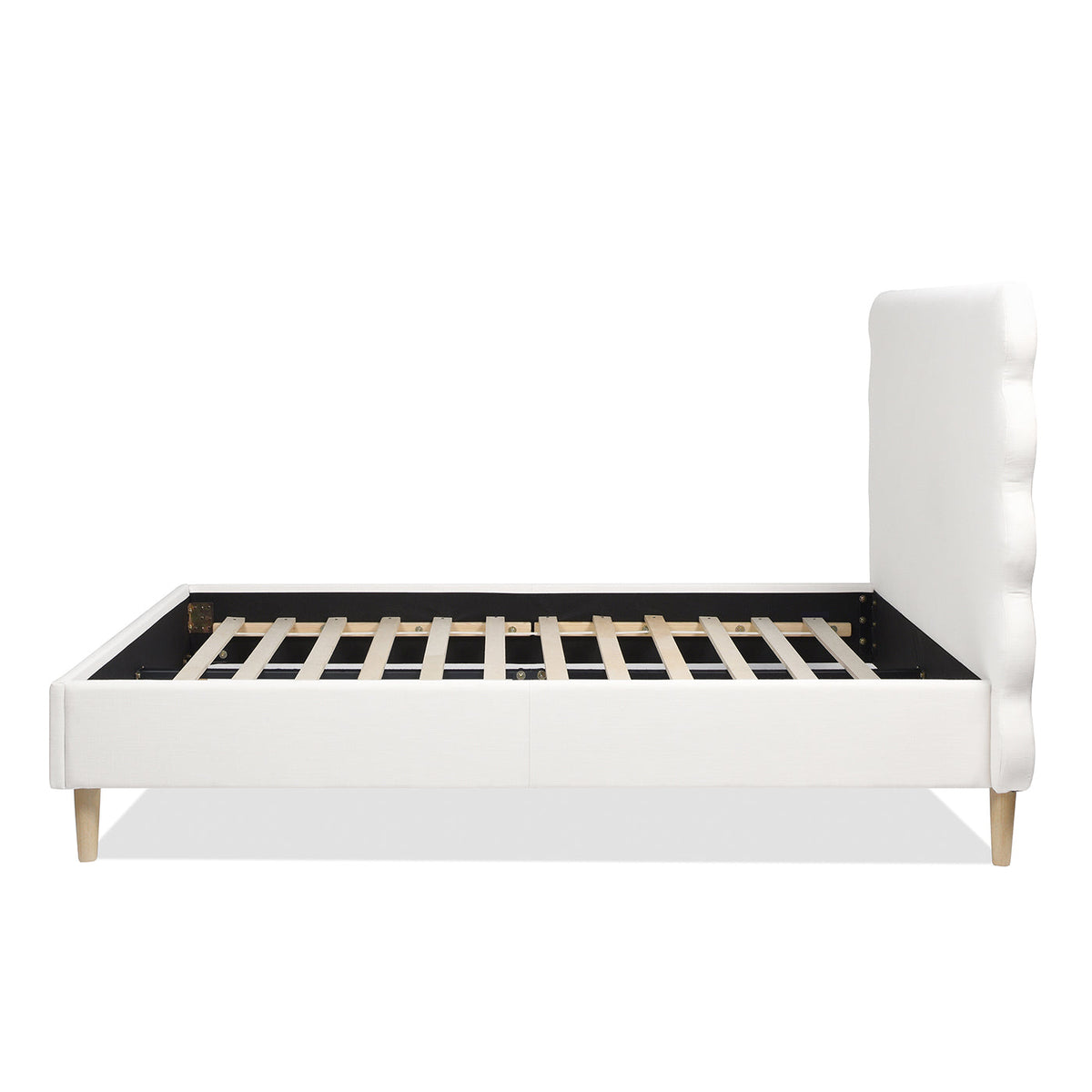 Stockholm Modern Wavy Headboard Platform Bed, Queen, Antique