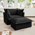 Upholstered Slipcovered Armchair with Ottoman - Set of 2