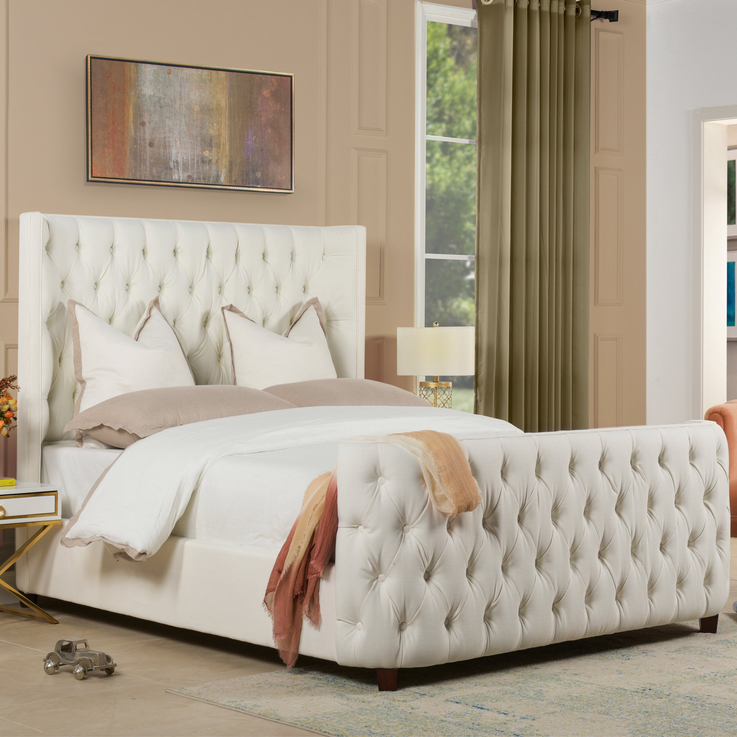 Brooklyn Queen Tufted Panel Bed Headboard and Footboard Set