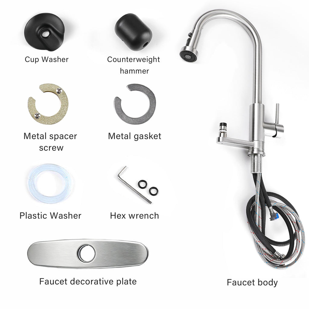 3-in-1 Kitchen Faucet with Press-Type Glass Rinser