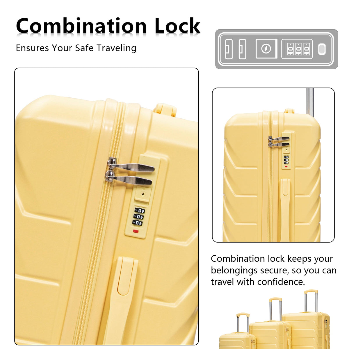 3-Piece Luggage Set (20+24+28 Inch) - Yellow