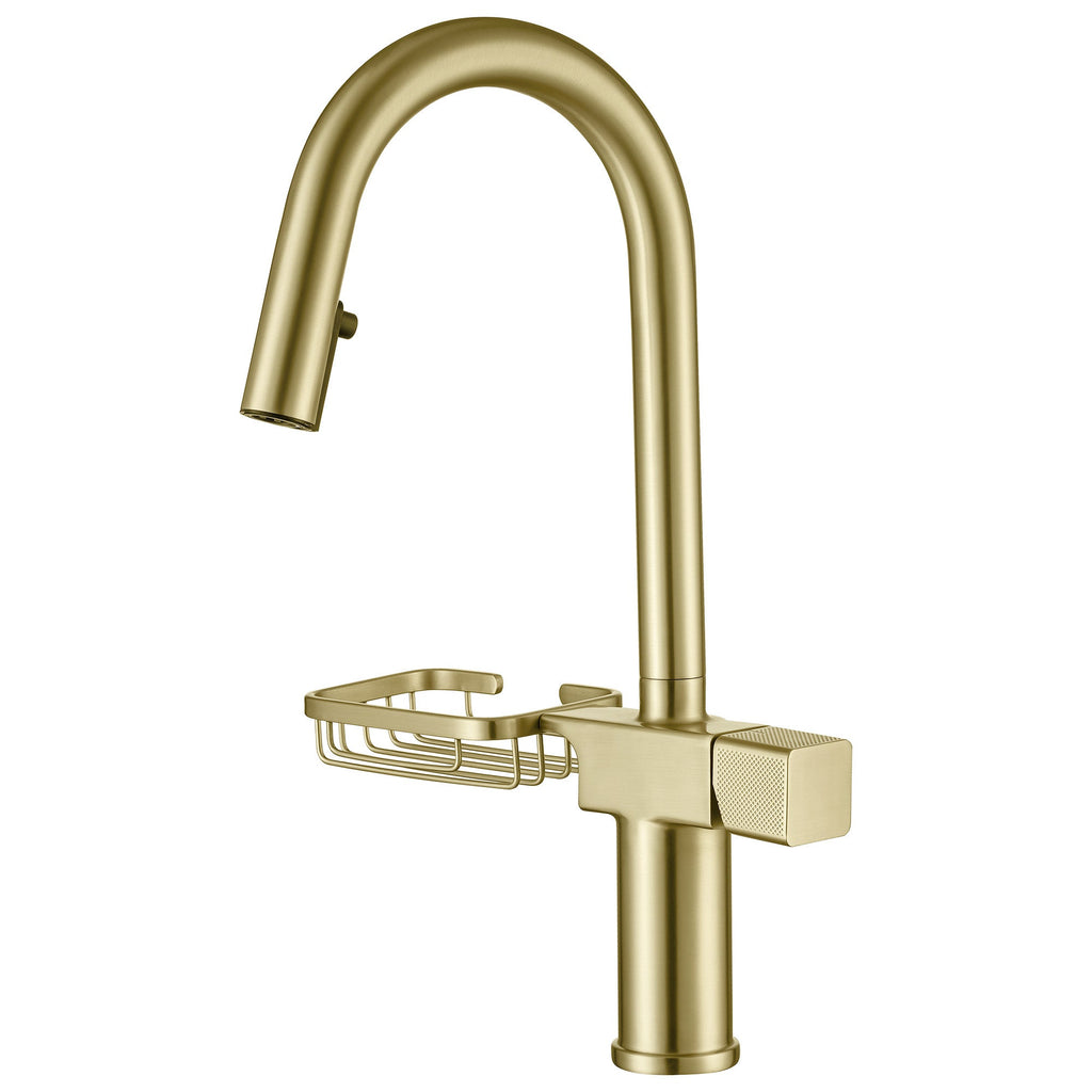 High Arc Pull-Down Kitchen Faucet - Brushed Gold