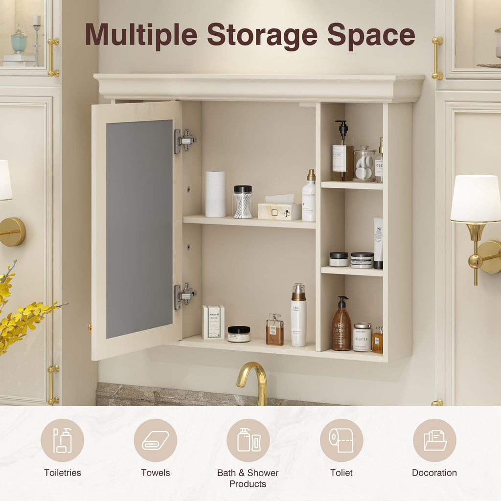 35'' x 28'' Wall Mounted Bathroom Storage Cabinet with Mirror