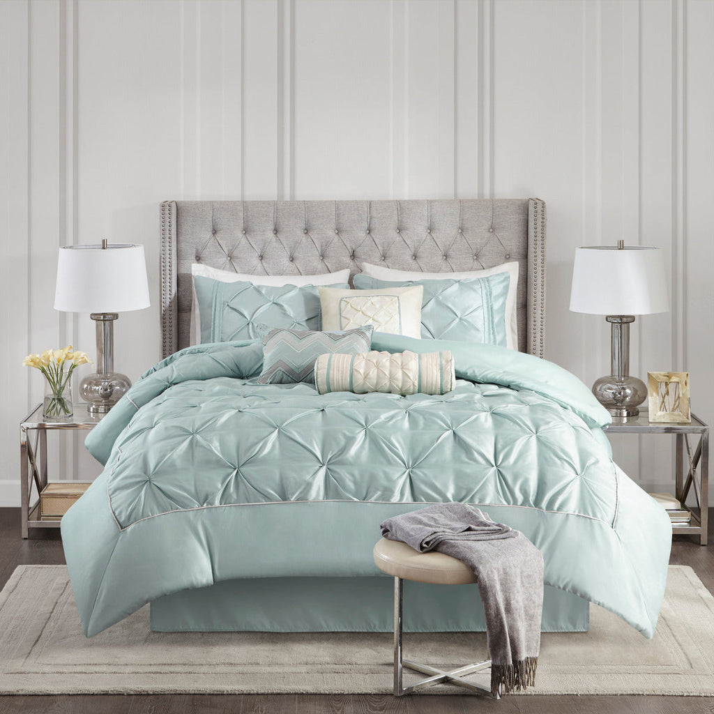 7 Piece Tufted Comforter Set Seafoam Cal King