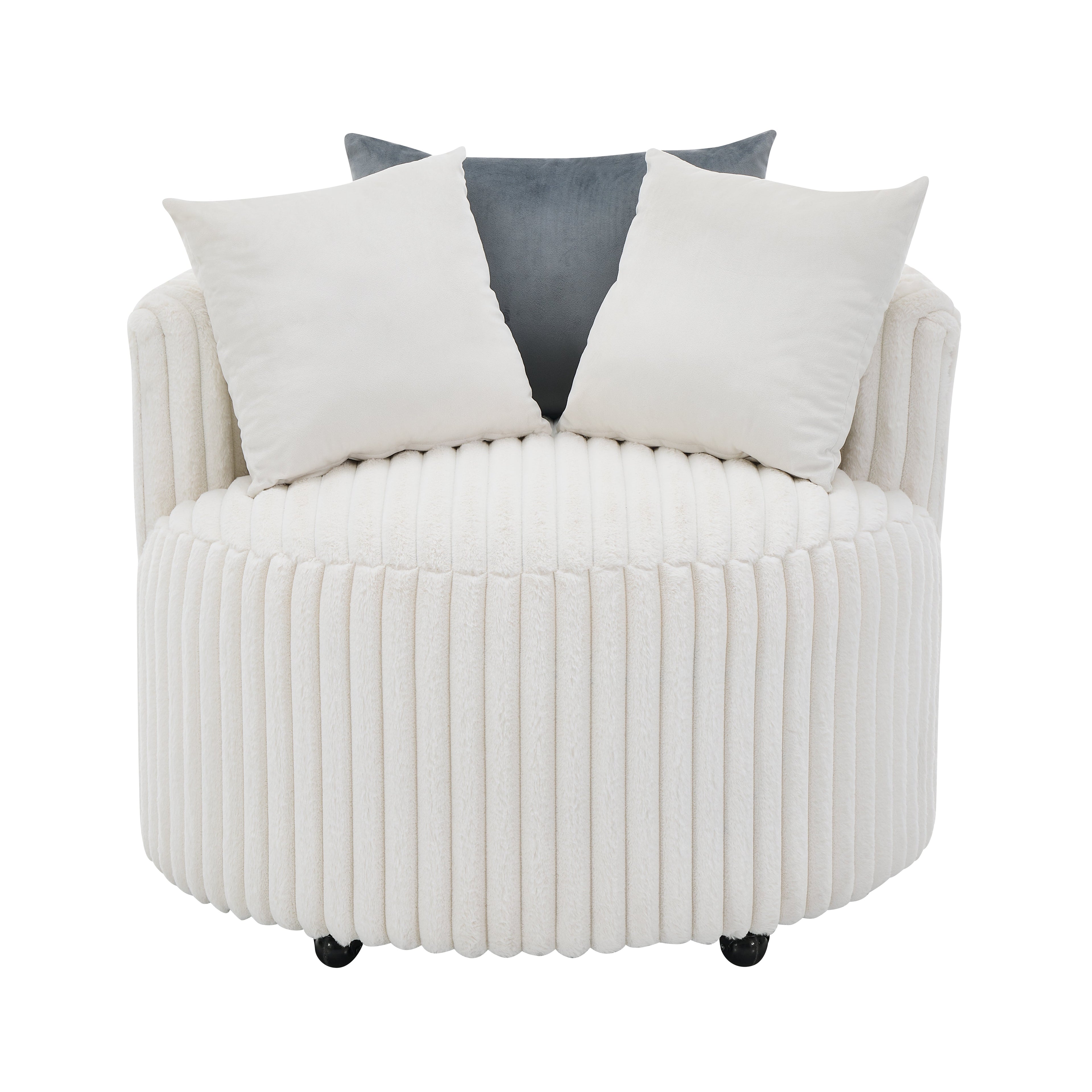 Malna Plush Wide Wale Corduroy Upholstered Barrel Accent Chair