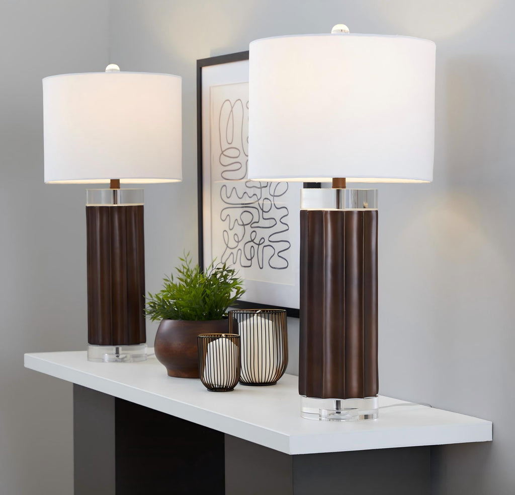 Cylinder Fluted 29.25" Contemporary Polyresin Table Lamp