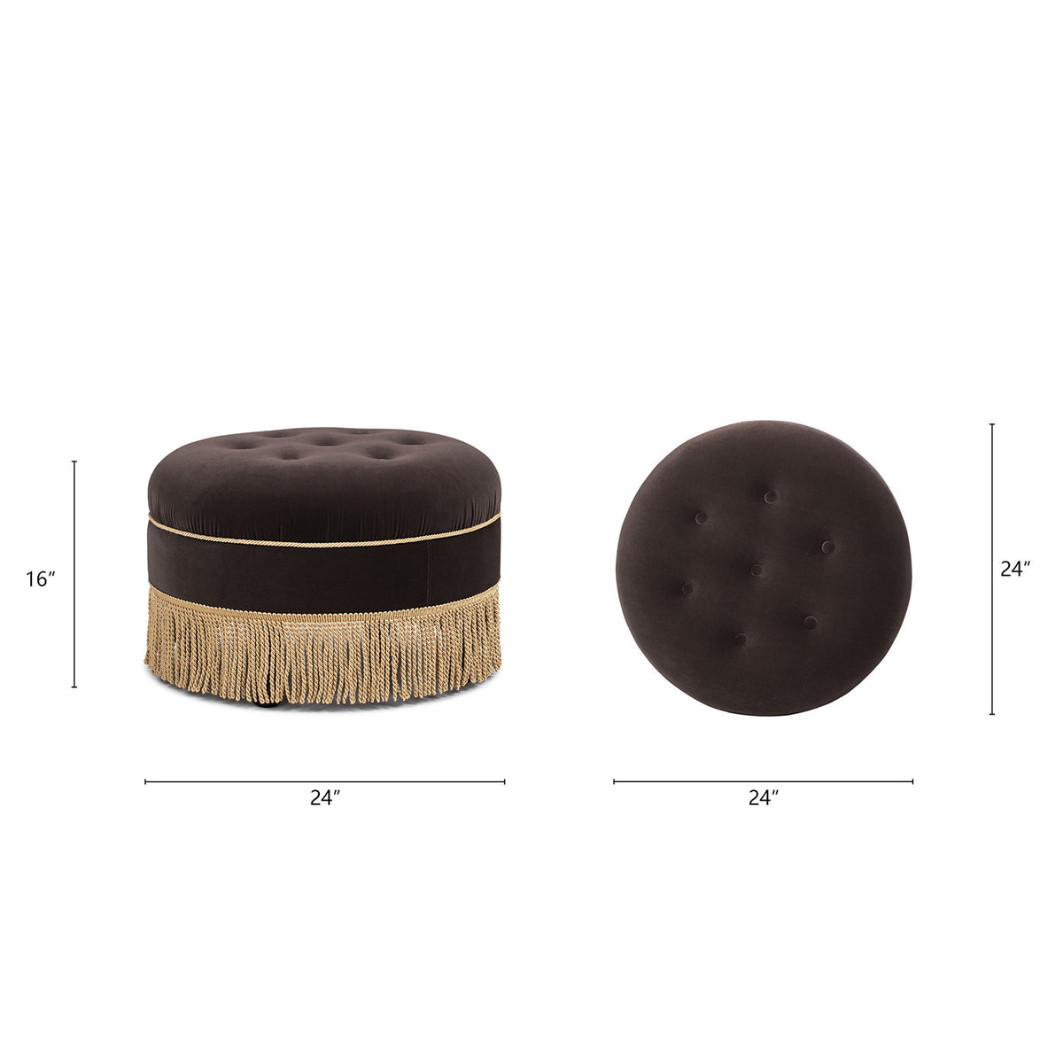 Yolanda 24" Round Upholstered Accent Ottoman Deep