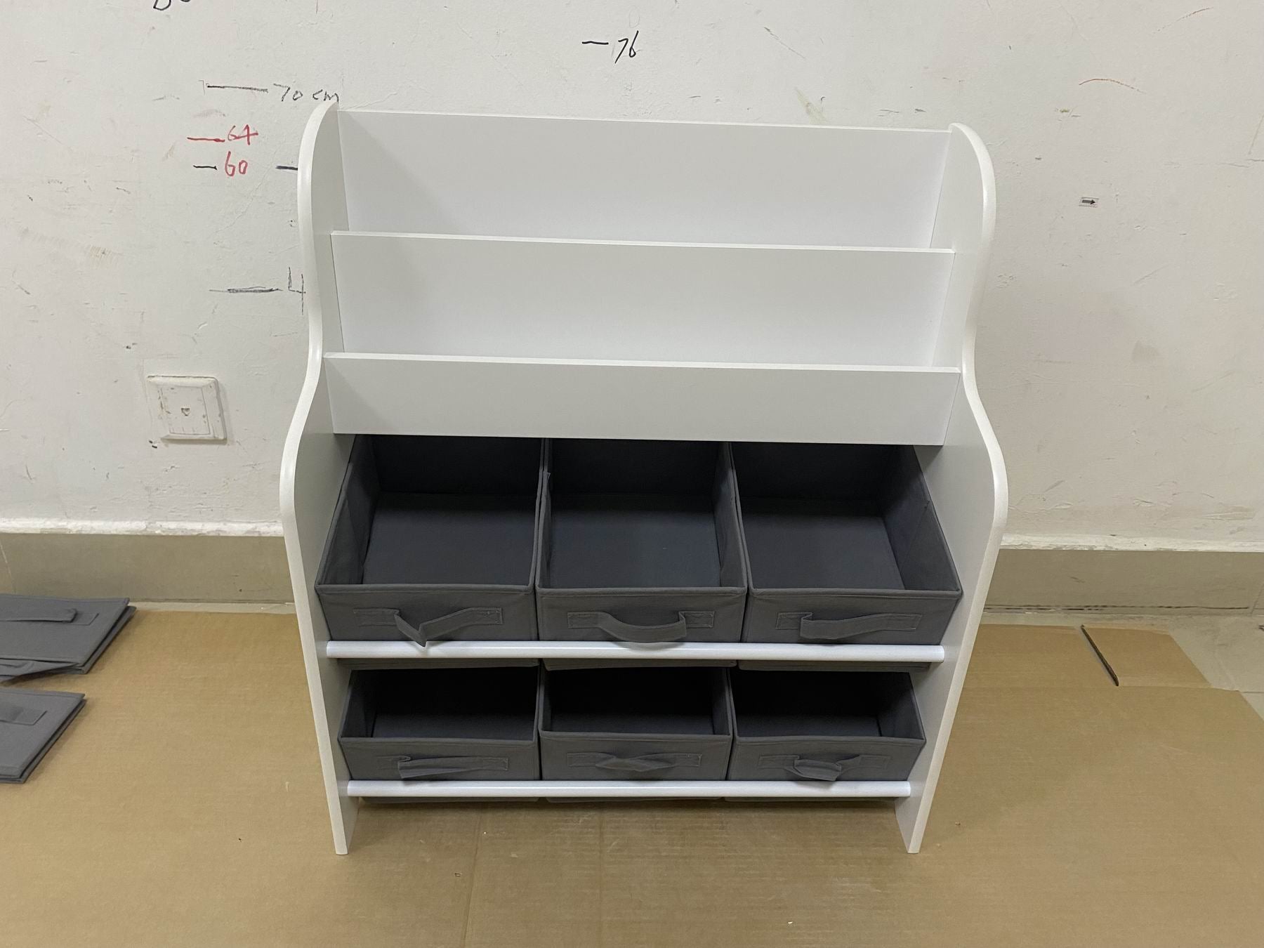 Kids Bookshelf with 6 Fabric Storage Bins